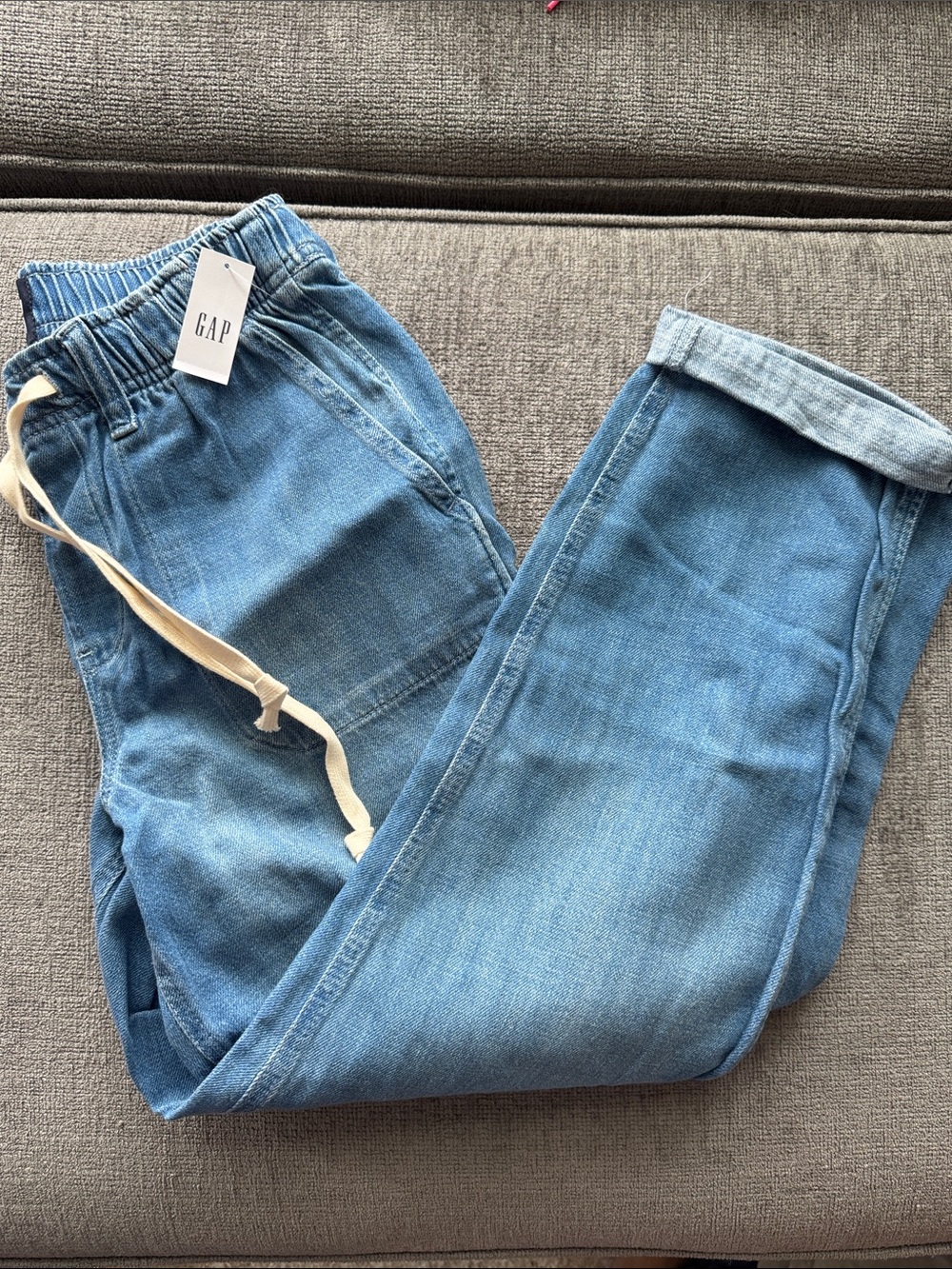 GAP Washed Blue Denim Jogger Pants